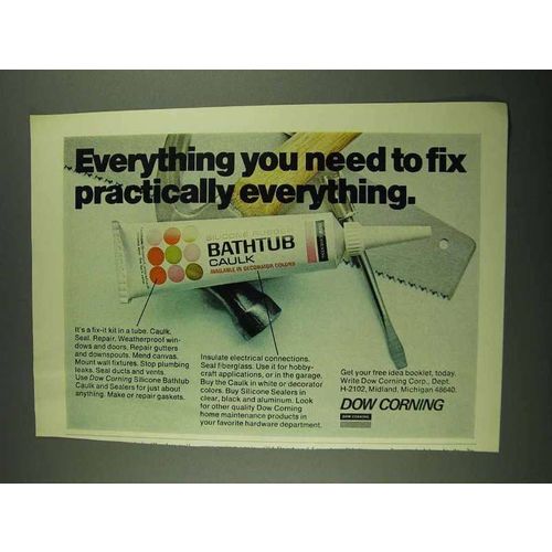 1972 Dow Corning Bathtub Caulk Ad - Fix Everything