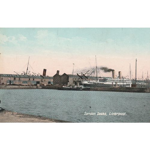 Sandon Dock Liverpool Including Ships & Tugs Postcard (S12292)