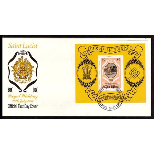 St. Lucia 1981 Royal Wedding $5.00 Stamp on First Day Cover