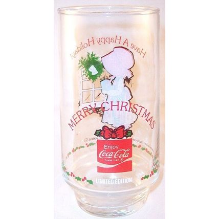 Vintage Coca Cola Holly Hobbie Christmas Glass LE