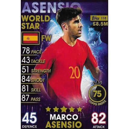 Match Attax - 101 (2019): World Stars (Base) - Spain, Asensio