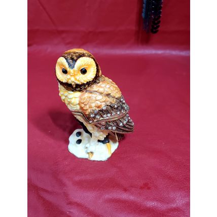 Owl Enamel & Crystal Trinket Box