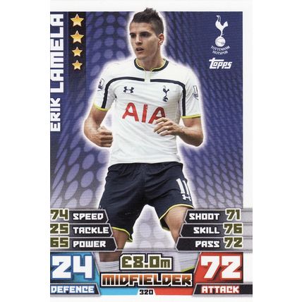 Match Attax 2014/2015 320 Erik Lamela Tottenham Hotspur