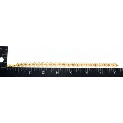 Solid 14K Gold Multi Tone Tri Color Flower in Heart Bracelet 9.9 Gr 8 Inch Long