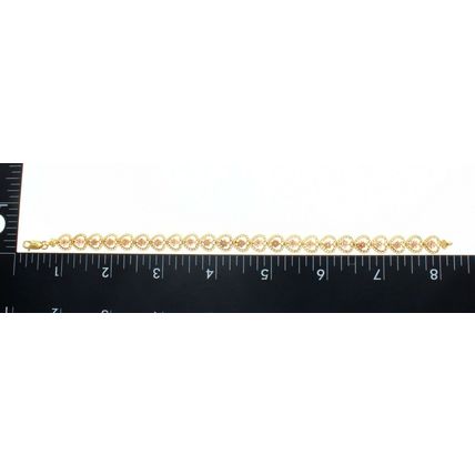 Solid 14K Gold Multi Tone Tri Color Flower in Heart Bracelet 9.9 Gr 8 Inch Long