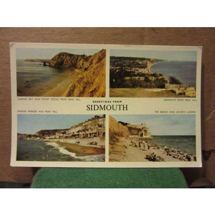 multiview, SIDMOUTH, Devon. used vintage postcard by Jarrold 1961 postmark =