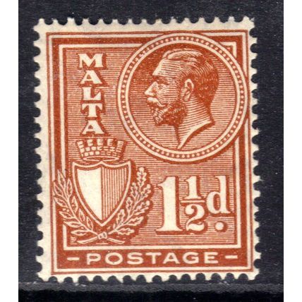 Malta 1926 - 27 KGV 1 1/2d Chestnut MM SG 160 ( 1127 )