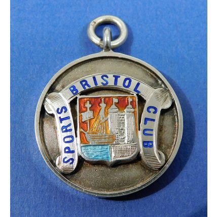 Vintage Bristol Sports Club Silver Enamel Pocket Watch Fob Or Medal 1923 Hicks