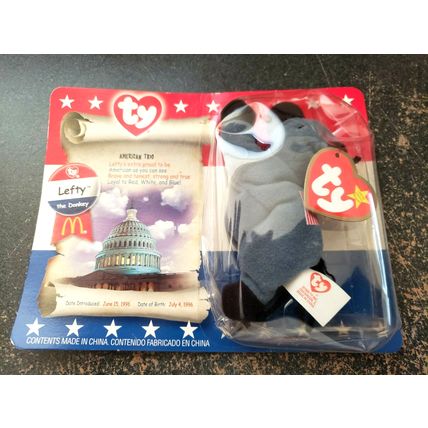 McDonalds Ty Beanie Babies Lefty The Donkey 1999 Tag New In Box Flap Unopened