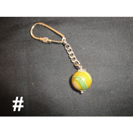 Fab 16mm yellow green white agate globe carabiner keyring