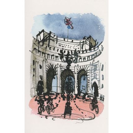 Traffic at Admiralty Arch Mall Bicycles London Painting Postcard