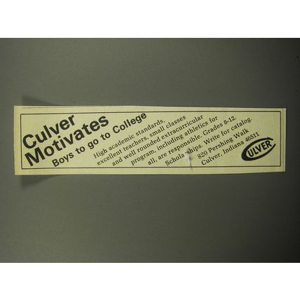 1970 Culver School Ad - Culver Motivates boys to go to College