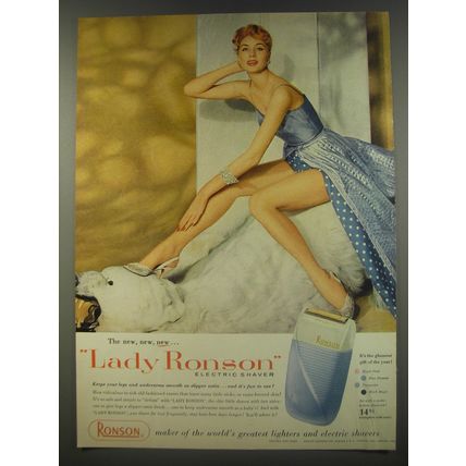 1956 Lady Ronson Electric Shaver Ad - Keeps your legs and underarms smooth