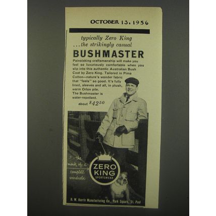 1956 Zero King Bushmaster Coat Ad - Typically Zero King