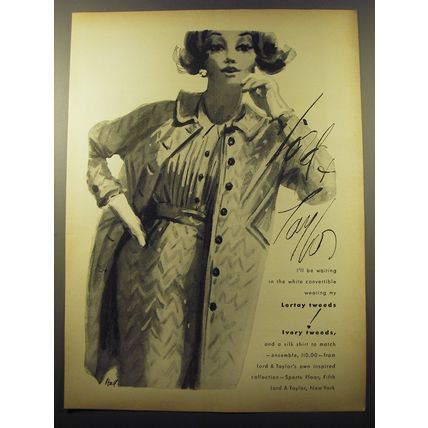 1960 Lord & Taylor Lortray Tweeds and Ivory Tweeds Fashion Advertisement