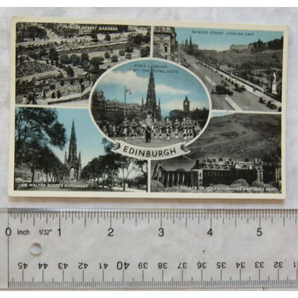 vintage postcard Edinburgh, multiview