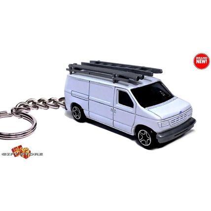 HTF KEYCHAIN WHITE FORD ECONOLINE VAN HANDYMAN REPAIR E-SERIES NICE GIFT