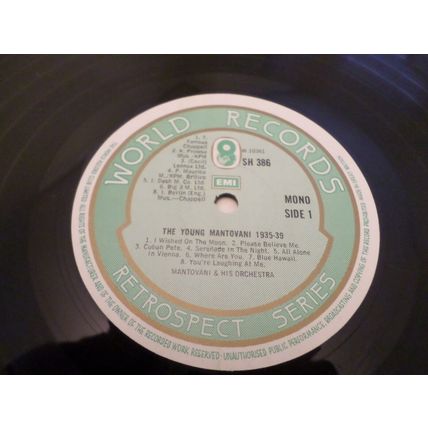 MANTOVANI - The Young Mantovani 1935-39 - 12" Vinyl LP - World Records - SH 386