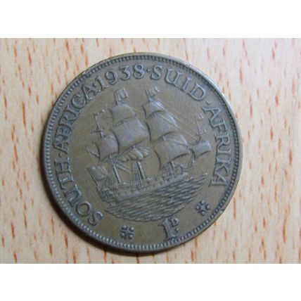 South Africa 1938 1d Penny Coin