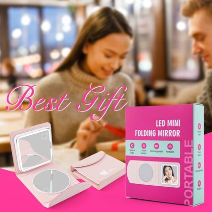PU Bifold Mirror Compact Powder – Stylish, Portable Makeup Compact with Dual Mir