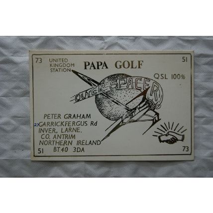 1987 QSL Card Papa Golf - Outer Spacer, Carrickfergus