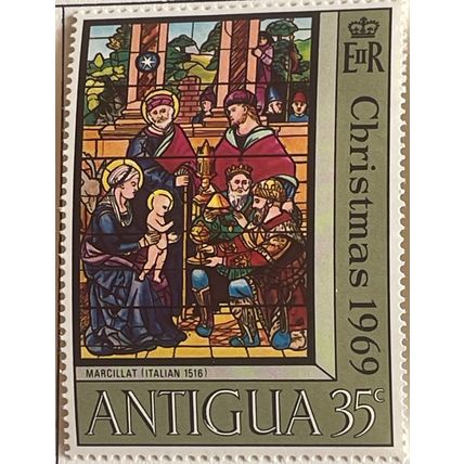 Antigua 1969 Christmas stained Glass Windows 35 Magi Mounted Mint MM SG254 stamp