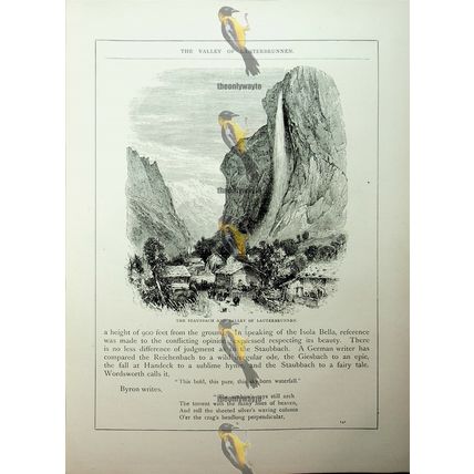 Staubach & Valley Of Lauterbrunnen, Switzerland, Book Illustration (Print) c1890