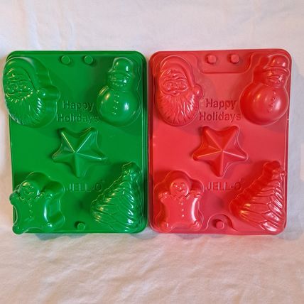 Lot 2 CHRISTMAS JELLO JIGGLERS MOLDS Jell-o Snowman Ornaments Snowflake Candy