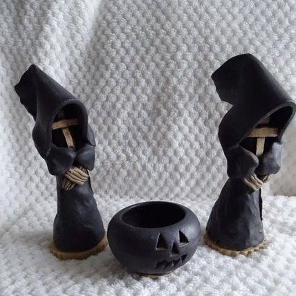 Gothic Halloween Incense Burners + Bases & Pumpkin Tea light holder