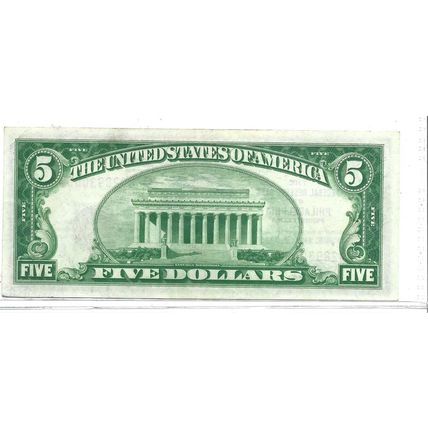 1929 US $5.00 Bill federal reserve Bank of Phila nice gem Mint!