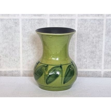 Signed Charles Collard Small Vase | Honiton Studio Pottery Green Glazed Bud Vase