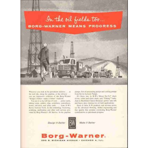 borg-warner 1959 oil field tools borg warner means progress vintage ad