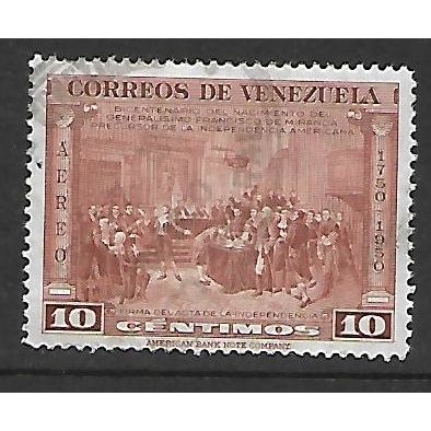 VENEZUELA 1950 DECLARATION OF INDEPENDENCE 10c BROWN SG844 FINE USED