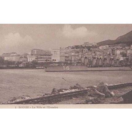 Escadre Ship Liner Boat Bougie Algeria Antique Algerian Mediterranean Postcard