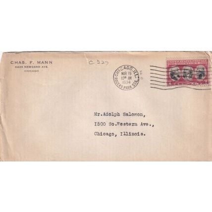 United States 1938 Chicago ILL Rogers Park Station Cover typed VGC