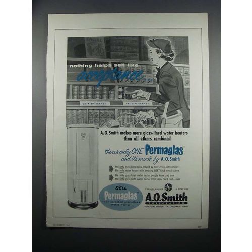 1954 A.O. Smith Permaglas Water Heater Ad - Acceptance