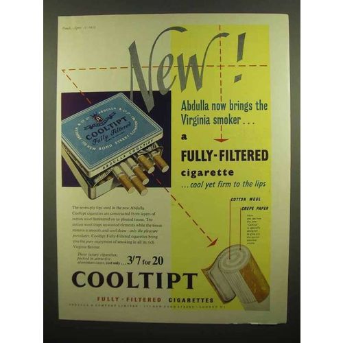 1954 Abdulla Cooltipt Cigarettes Ad - Virginia Smoker