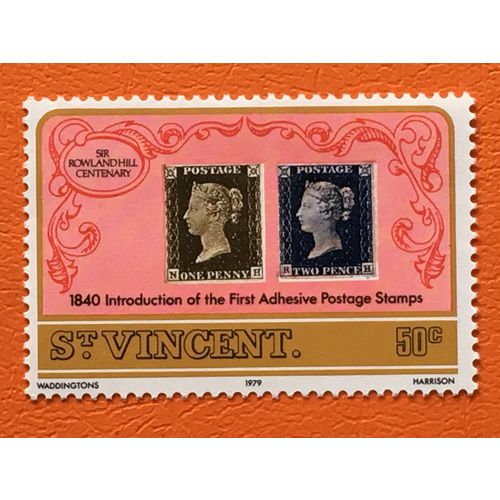 St Vincent 1979 Rowland Hill 50c Penny Black Unmounted Mint NM SG579 Sc546 stamp