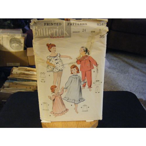Butterick 8247 Girl's Nightgowns & Pajamas Pattern - Size 6 Chest 24