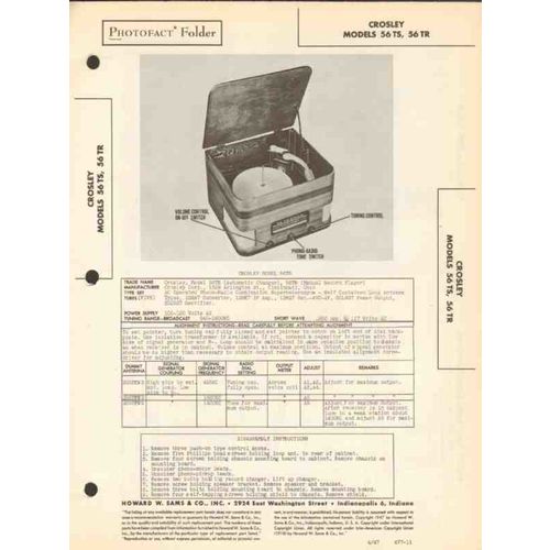 CROSLEY model 56TS 56TR AM radio phonograph Sams Photofact manual