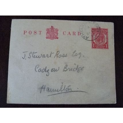1930 GB KGV Stationery Postcard Cadzow Bridge Athelstaneford Camptown