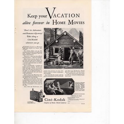 Cine Kodak home movie cameras vintage Print Ad June 1930
