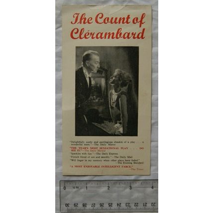 1955 programme & flyer Golders Green Hippodrome, The Count of Clerambard