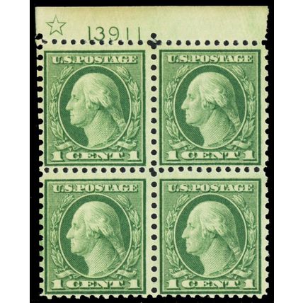 538, Mint NH 1¢ Plate Block of Four - Stuart Katz