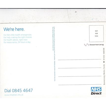 NHS Direct Advertising Postcard unused VGC