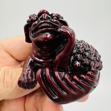 Rare Pair Feng Shui Creatures Red Resin Chinese Asian Figurines 2”