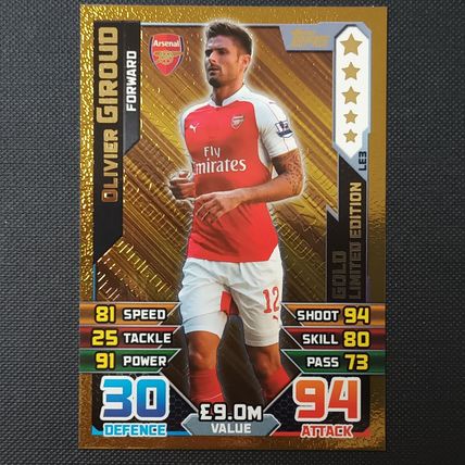 MATCH ATTAX 2015/16 Premier League Olivier Giroud GOLD LIMITED EDITION LE3g