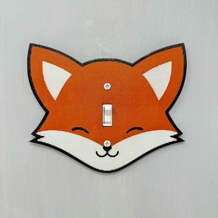Fox Light Switch Cover Cute Adorable Tree Forest Cuddly Animal Face Kawaii Home