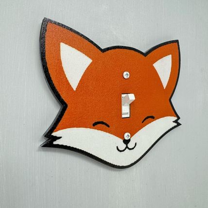Fox Light Switch Cover Cute Adorable Tree Forest Cuddly Animal Face Kawaii Home
