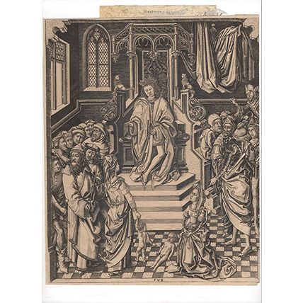 JUDGEMENT OF SOLOMON 1480 Franz von Bocholt ANTIQUE ENGRAVING